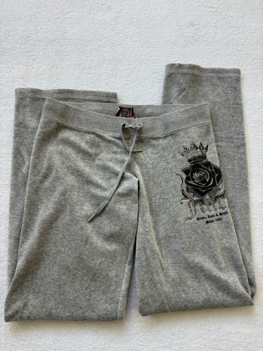 Y2K Juicy Couture Gray Graphic Drawstring Sweatpants